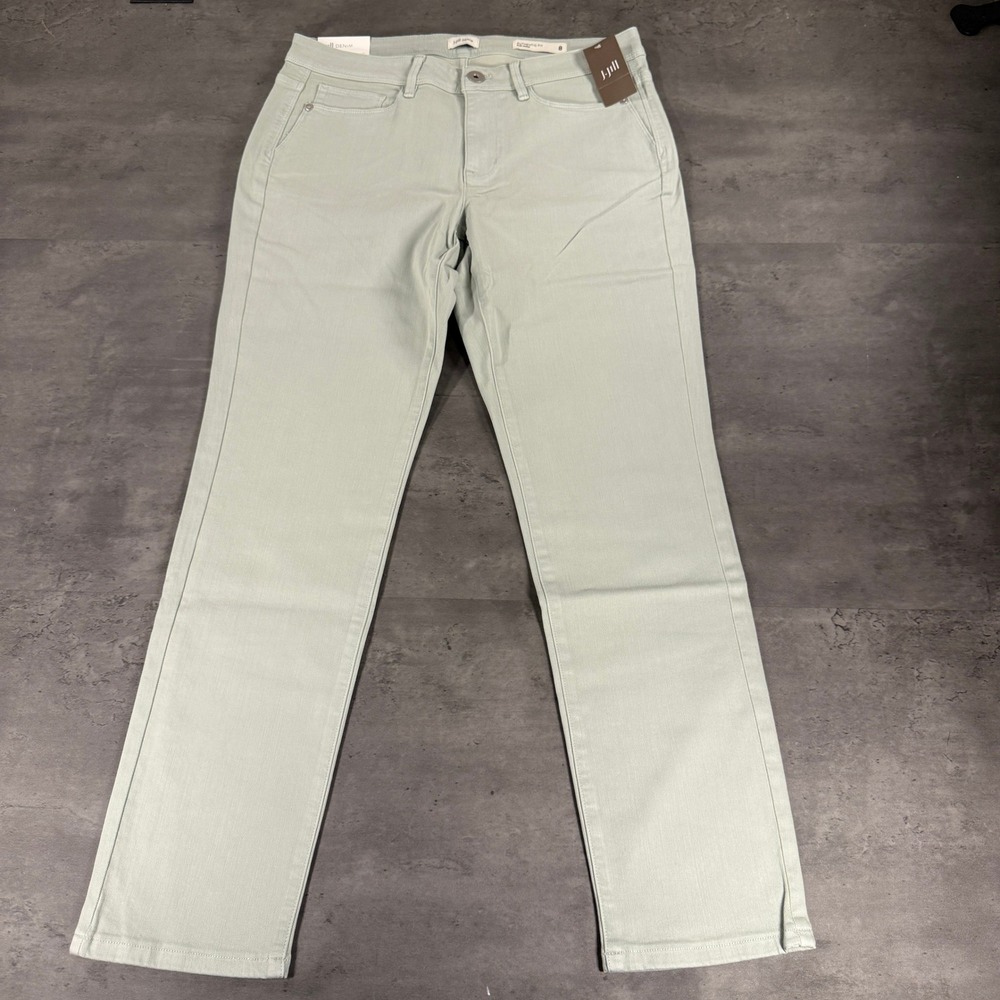 J. Jill Pants Women 8 Authentic Fit Slim Ankle Light Sage Mist Stretch Denim $89